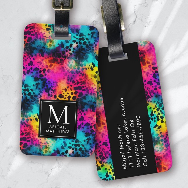 Monogram Rainbow Leopard Print Gepäckanhänger (Von Creator hochgeladen)
