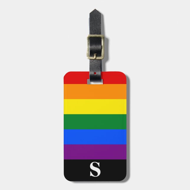 Monogram Rainbow Lesbian Gay Bisexual Transgender Gepäckanhänger (Vorderseite vertikal)
