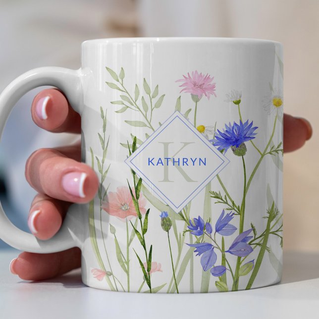 Monogram Rainbow Wild Blume Personal Kaffeetasse (Von Creator hochgeladen)