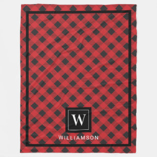 Monogram Red Black Buffalo Kariert Fleecedecke