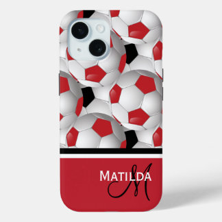 Monogram Red Black Soccer Ball Pattern Case-Mate iPhone Hülle