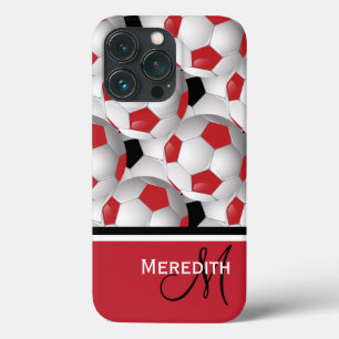 Monogram Red Black Soccer Ball Pattern Case-Mate iPhone Hülle