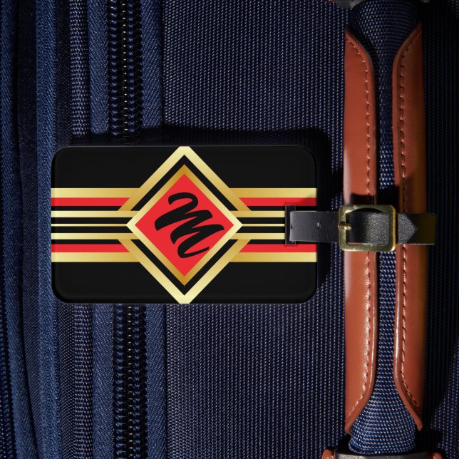 Monogram Red Black und Imitate Gold mit IF LOST In Gepäckanhänger (Vorderseite Insitu 4)