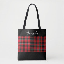 Monogram Red Black White Tartan Buffalo Pläd
