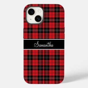Monogram Red Black White Tartan Buffalo Pläd Case-Mate iPhone 14 Hülle