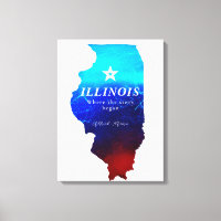 Monogram Red Blue Glitzer Map Staat of Illinois