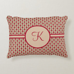 Monogram Red Brown Buffalo Kariert Rustikales Land Dekokissen