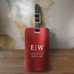 Monogram Red Brushed Metallic Elegant Gepäckanhänger<br><div class="desc">Mit diesem ausgeklügelten Accessoire präsentieren wir Ihnen unsere Monogram Brushed Metallic Elegant Luggage Tag: Erhöhen Sie Ihr Reiseerlebnis. Dieses Gepäckanhänger aus gebürstetem Metall strahlt Eleganz und Stil aus. Das Monogramm-Design verleiht Ihrem Gepäck eine personalisierte Touch, die es Ihnen erleichtert, Ihr Gepäck zu identifizieren und gleichzeitig eine Touch an Eleganz zu...</div>