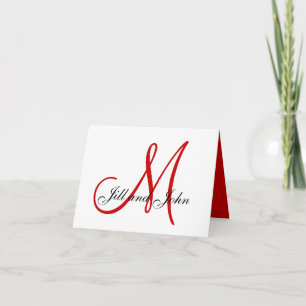 Monogram Red Christmas Wedding Einladungskarte