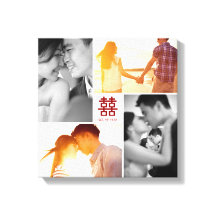 Monogram Red Double Happy Foto Collage Leinwand