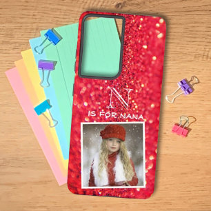 Monogram Red Glitzer für den benutzerdefinierten F Samsung Galaxy Hülle