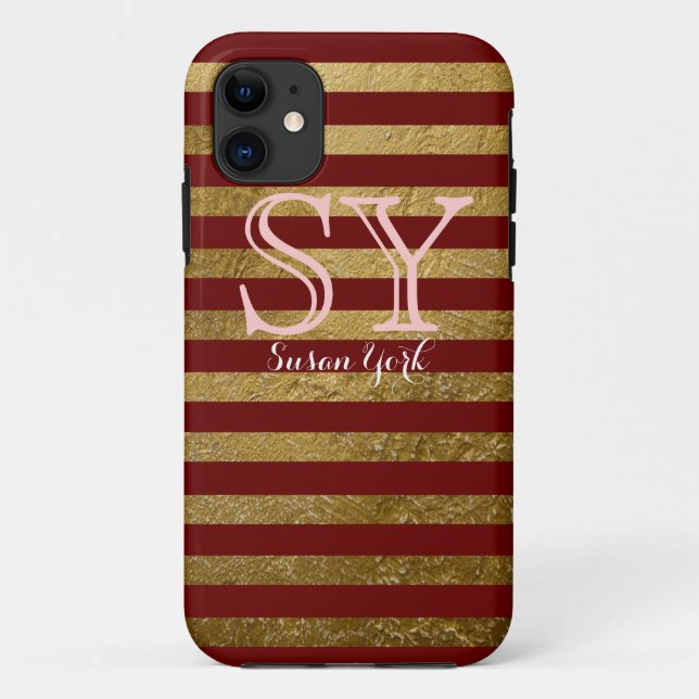 Monogram Red Golden Strikes Chic Style Case-Mate iPhone Hülle (Rückseite)