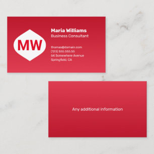 Monogram Red Gradient Company Business Card Visitenkarte