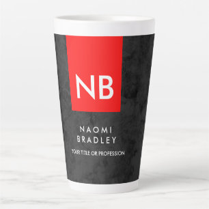 Monogram Red Gray Muster Modern Milchtasse