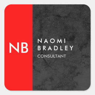 Monogram Red Gray Muster Modern Quadratischer Aufkleber