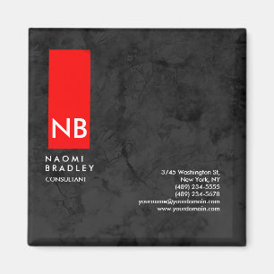 Monogram Red Gray Muster Moderner Berater Magnet