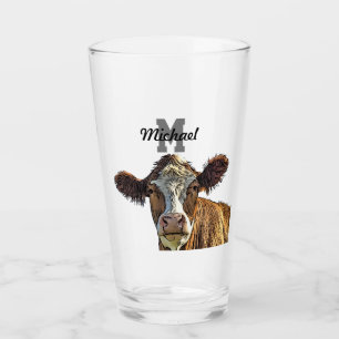 Monogram Red Holstein Cow Dairy Farm Livestock Glas