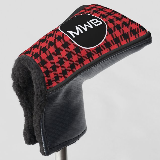Monogram Red Kariert Golf Blade Putter Head Cover Golf Headcover (3/4 Vorderseite)