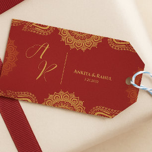 Monogram Red Mandala Custom Indian Gastgeschenk Ho Geschenkanhänger
