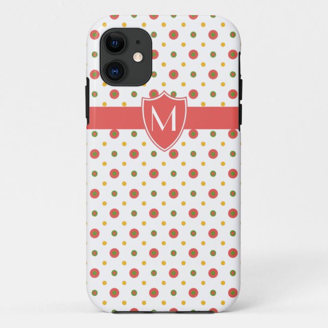 Monogram Red on White Polkas iPhone 5 Xtreme Case (Rückseite)