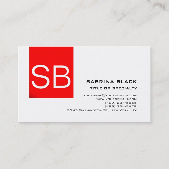 Monogram Red Schwarz-weiß Consultant Business Card Visitenkarte (Vorderseite)
