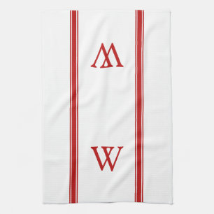 Monogram Red Strip Personalisiert Kitetücher Geschirrtuch