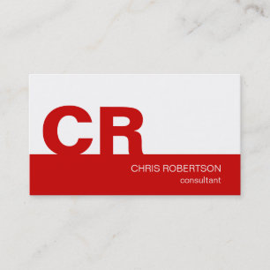 Monogram Red Strip White Consultant Business Card Visitenkarte