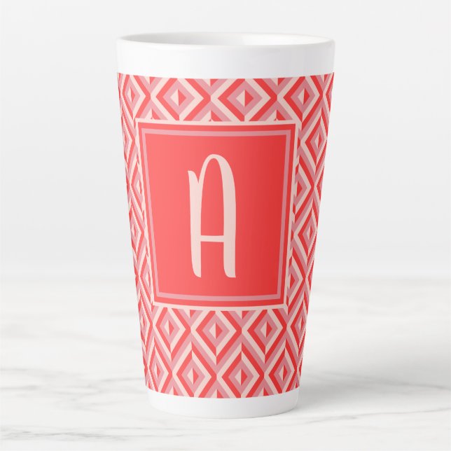 Monogram Red Three Tone Diamond Muster Milchtasse (Vorderseite)