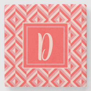 Monogram Red Three Tone Diamond Muster Steinuntersetzer