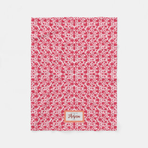 Monogram Red Valentine Herzmuster Fleecedecke