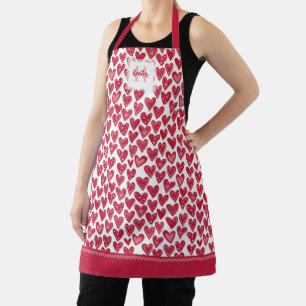 Monogram Red Valentine Herzmuster Schürze
