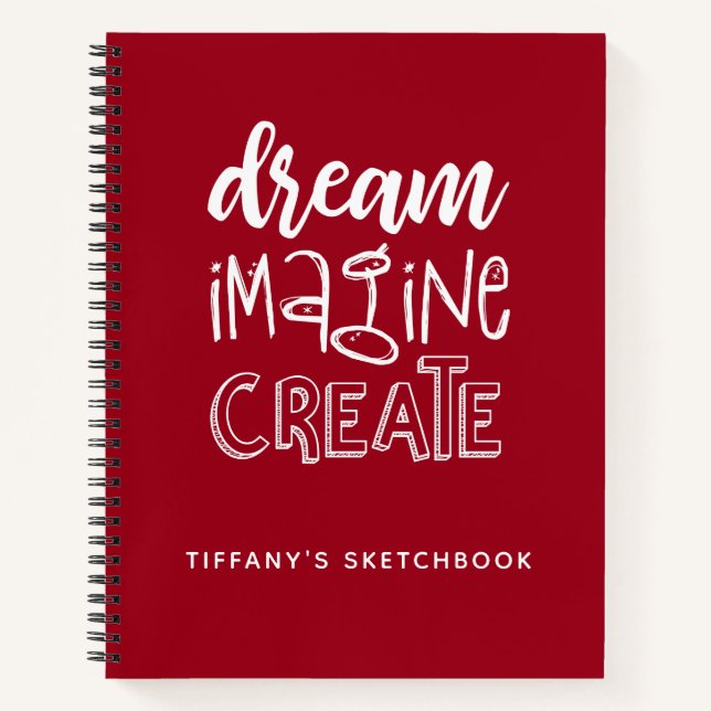 Monogram Red White Artist Sketchbook Notizbuch (Vorderseite)