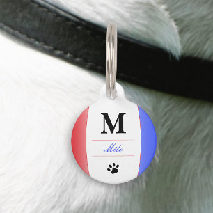 Monogram, Red White & Blue Patriotic Name Haustiermarke