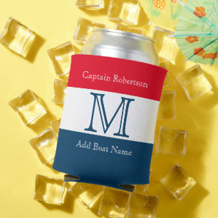 MONOGRAM Red White Blue Streifen Solid Color Dosenkühler
