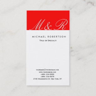 Monogram Red White Clean Consultant Business Card Visitenkarte