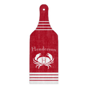 Monogram Red White Crab Nautic Cutting Board Schneidebrett