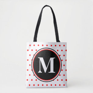 Monogram Red White Polka Dots