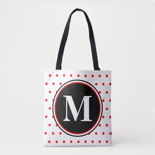 Monogram Red White Polka Dots (Vorderseite)