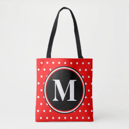 Monogram Red White Polka Dots Zitat