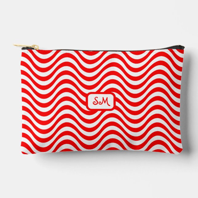 Monogram Red & White Stripes Psychedelic SM Zubehörtasche (Vorderseite)