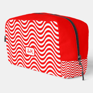 Monogram Red & White Stripes Psychedelic Waschbeutel