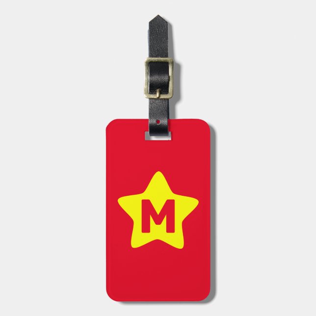 Monogram Red Yellow Star Gepäckchen Gepäckanhänger (Vorderseite vertikal)