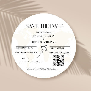 Monogram Reise Hochzeitstil Save the Date rund Einladung