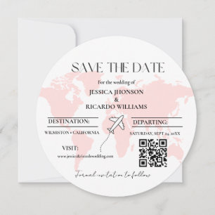 Monogram Reise Hochzeitstil Save the Date rund Einladung