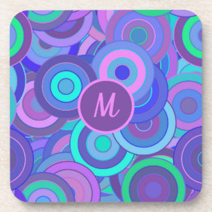 Monogram Retro 60er Psychedelic Circles-Muster Getränkeuntersetzer