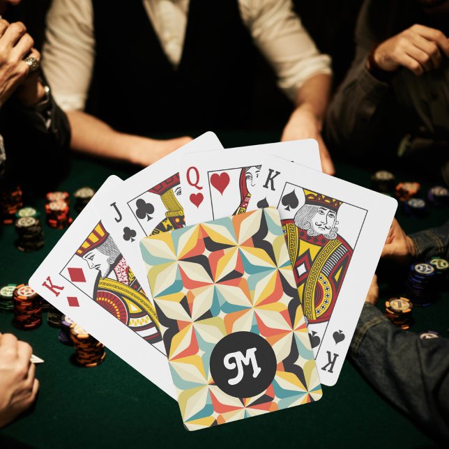 Monogram Retro 70er Geometrisches Muster Spielkarten (Von Creator hochgeladen)