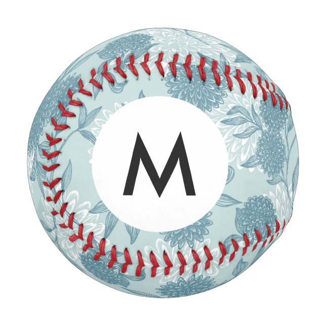 Monogram Retro Blumenmuster 2 3 Baseball (Vorderseite Links)