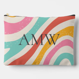 Monogram Retro Colorful Wavy Stripes Zipper Pouch Zubehörtasche