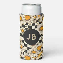 Monogram Retro Groovy Daisy Checkerboard Selters Dosenkühler
