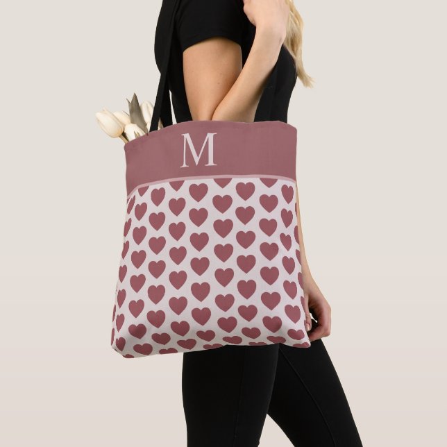 Monogram Retro Hearts Pink Burgundy (Von Nahem)